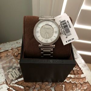 Michael Kors Silver Watch with crystal Accents